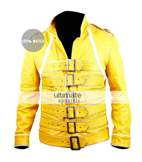 yellow freddie mercury jacket replica made in usa|freddie mercury yellow leather jacket.